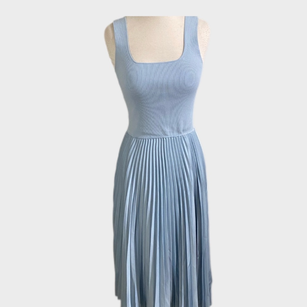 Theory Light Blue Ribbed‎ Midi Dress Medium